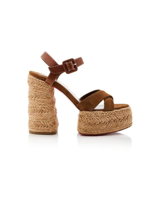 Christian Louboutin Brown Super Calakala 130mm Suede Platform Sandals