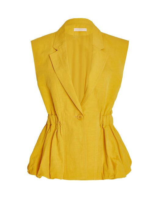 Ulla Johnson Yellow Beatriz Cotton-linen Blazer Vest