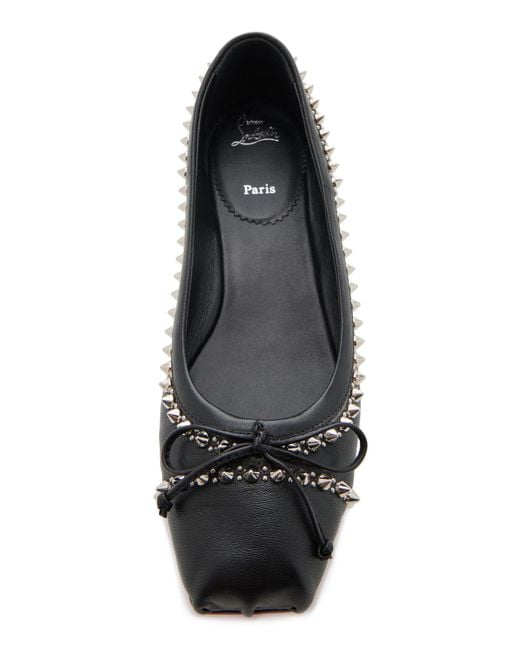 Christian Louboutin Black Mamadrague Spiked Leather Ballet Flats