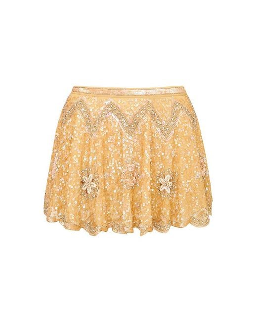 LoveShackFancy Natural Bramble Sequined Mini Skirt
