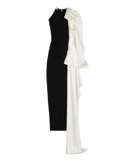 Hellessy Black Alhambra Draped-shoulder Stretch-crepe Maxi Dress