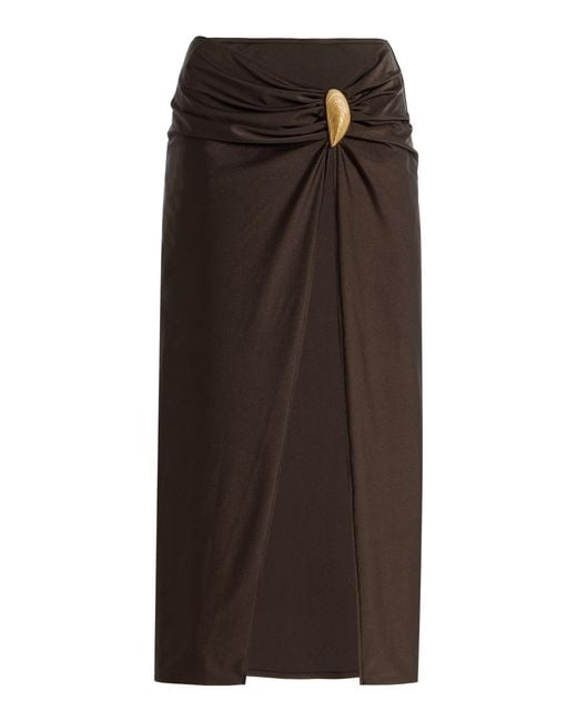 Jonathan Simkhai Brown Eiana Shell-Detailed Midi Skirt