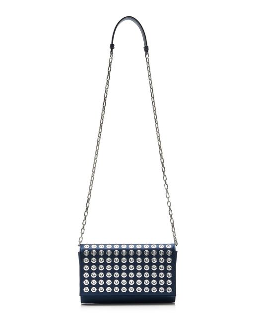 Christian Louboutin White Paloma Studded Satin Clutch