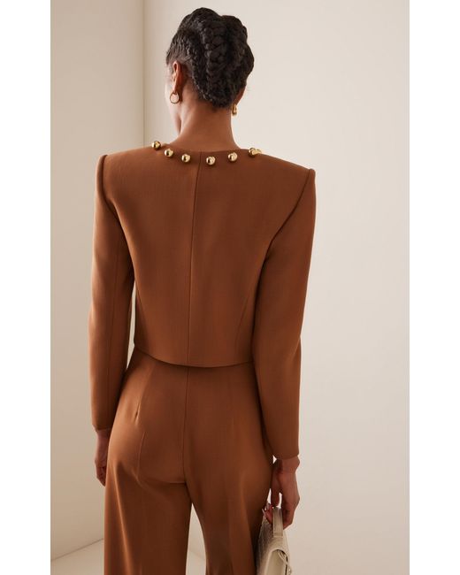 Carolina Herrera Brown Cropped Wool Jacket