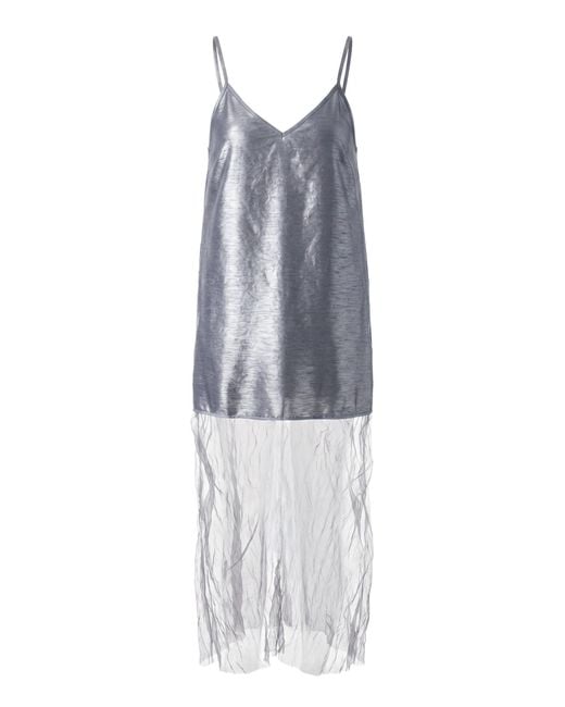 Chan Luu Blue Techno Dupion Mesh Dress
