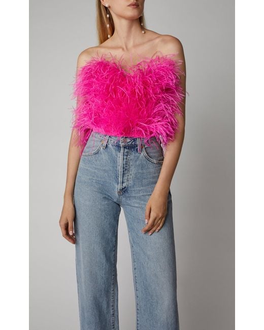 the attico pink feather dress The Attico Feather-trim Blazer Dress in Pink