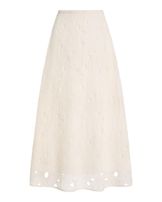Ulla Johnson White Caro Broderie Anglaise Cotton Maxi Skirt