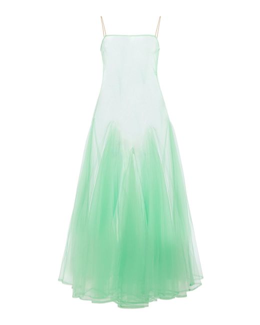 Kamperett Green Exclusive Camille Sheer Tulle Midi Dress