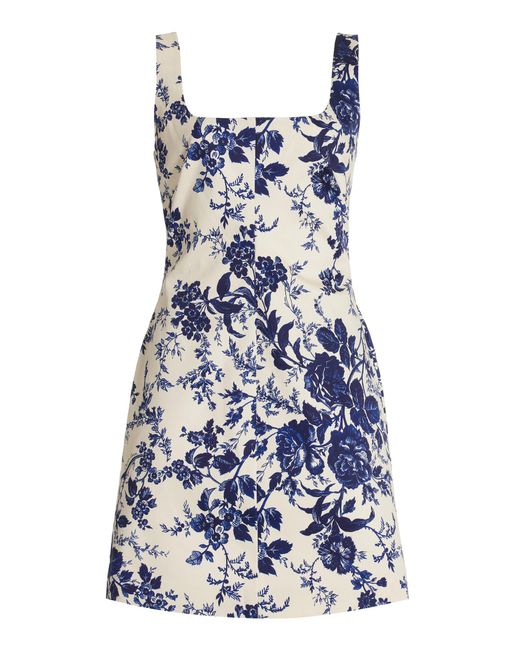 Cara Cara Blue Sandra Floral-print Cotton Mini Dress
