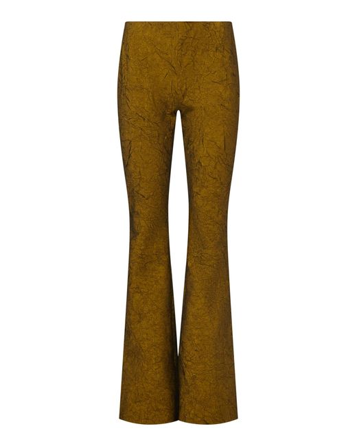Dar Zéro Studio Green Exclusive Crinkled Lamé Flare Pants