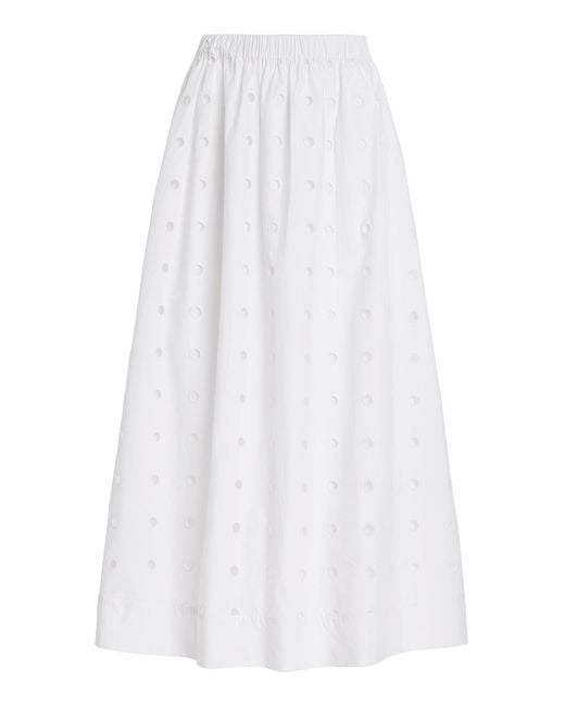 Posse White Peggy Embroidered Maxi Skirt