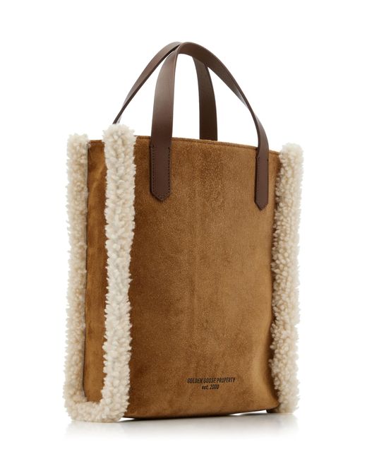 Golden Goose Deluxe Brand Brown Mini California Shearling-trimmed Suede Tote Bag