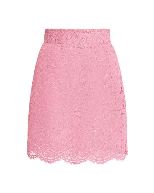 Dolce & Gabbana Pink Lace Mini Skirt