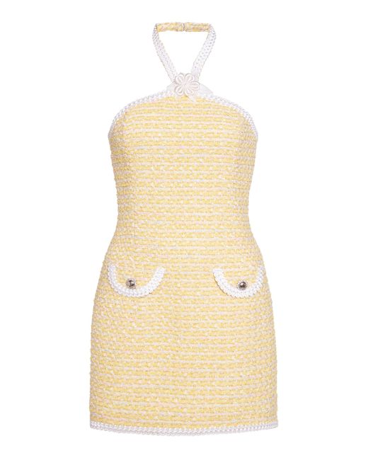 Alessandra Rich Natural Trim-detailed Tweed Lurex Mini Dress