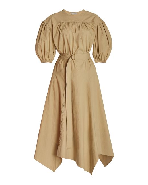 Ulla Johnson Arlenis Belted Cotton Midi Dress in Natural - Lyst