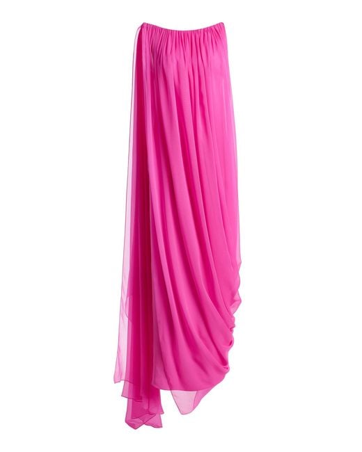 Atelier Prabal Gurung Pink Four-Ply Silk Crepe And Silk Chiffon Hand-Draped Open-Back Sari Dress