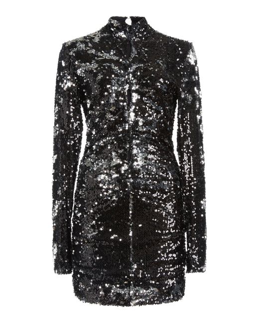 Isabel Marant Leather Marnela Sequin Mini Dress in Silver (Black ...