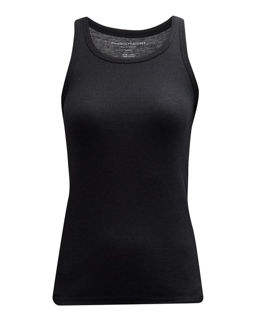 Majestic Filatures Black Stretch-Cotton Top