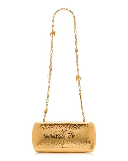 Saint Laurent Natural Clutch Martele Metal