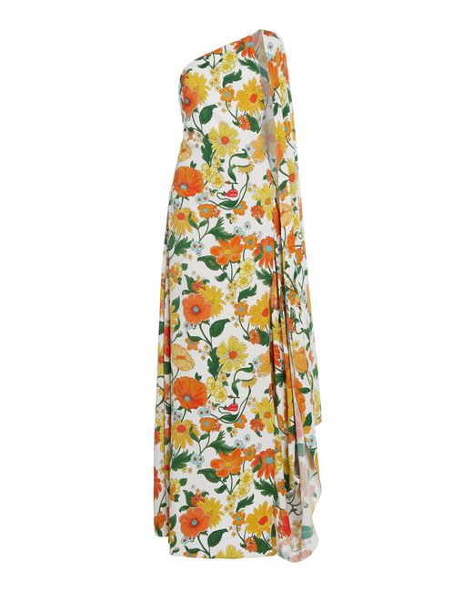 Stella McCartney Metallic Floral-printed Asymmetric Maxi Dress