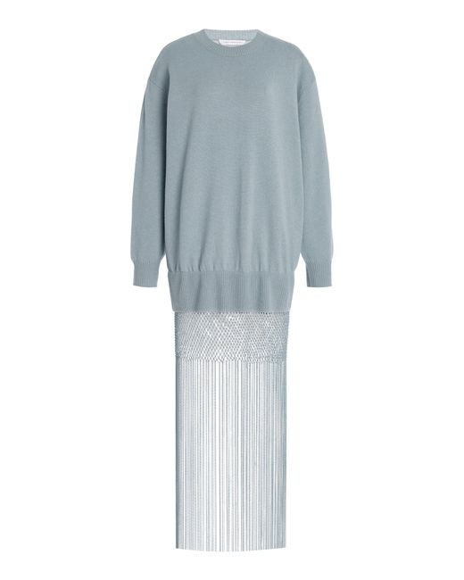 Christopher Esber Blue Monument Layered Macrame Maxi Dress