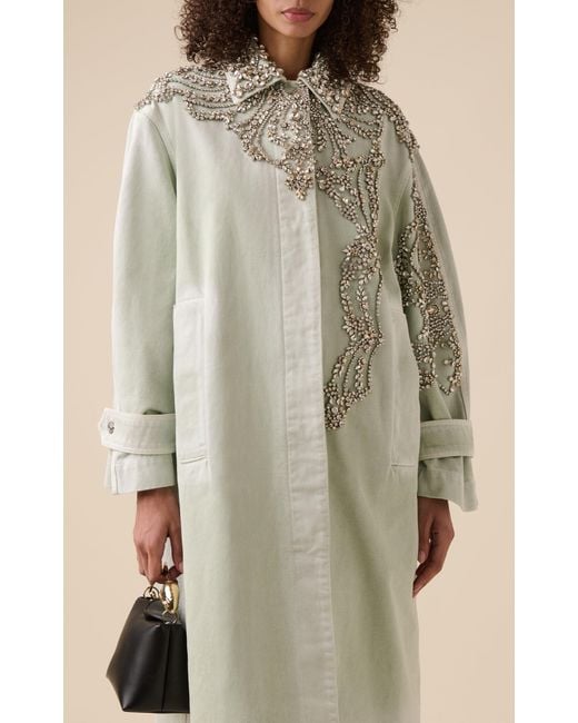 Erdem White Embroidered Cotton Coat