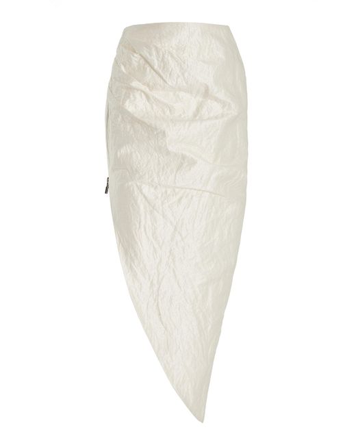 Maticevski White Cologne Asymmetric Metallic Ramie-blend Midi Skirt