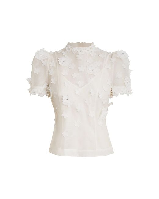 Zimmermann White Matchmaker Lift Off Linen-silk Top