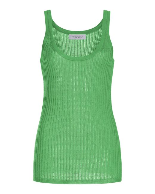 Gabriela Hearst Green Nevin Pointelle-knit Cashmere-silk Tank Top