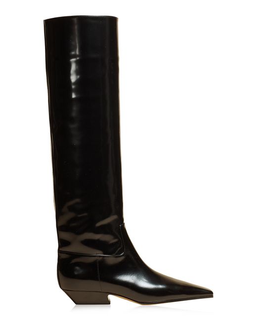 Khaite Black Marfa Classic Knee High Leather Boots