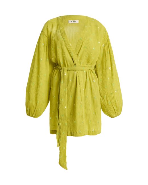 BOTEH Yellow Solene Sequined Cotton Mini Robe Dress