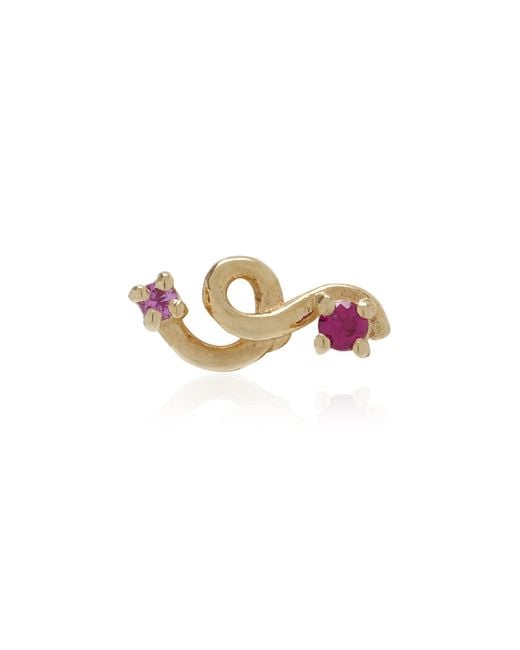Bea Bongiasca Metallic Mini Loop 9k Yellow Gold Ruby, Sapphire Single Earring