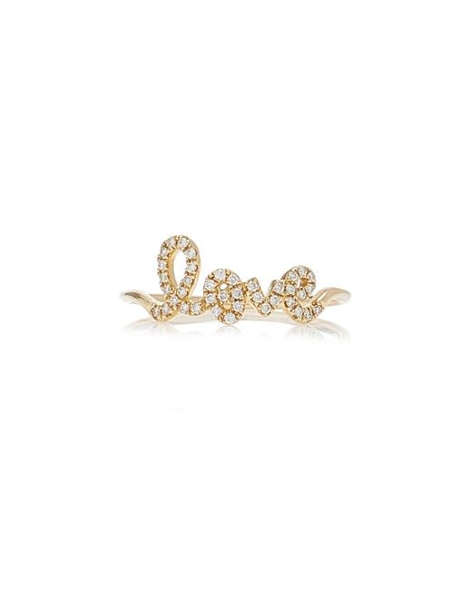 Sydney Evan Metallic Love Script 14k Gold Diamond Ring