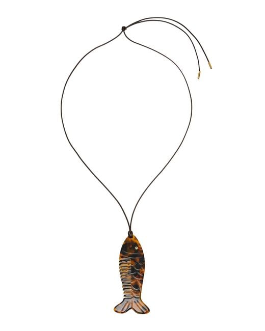 Eliou Brown Trout Comb Acetate And Cubic Zirconia Necklace
