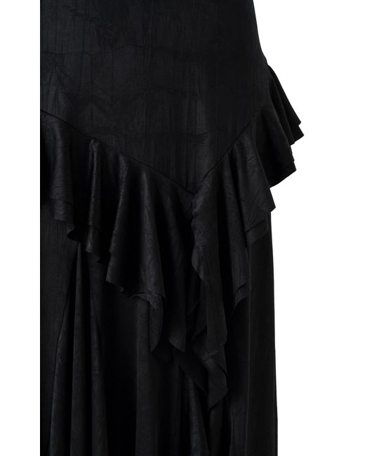 Siedres Black Lunn Ruffled Jersey Halter Midi Dress
