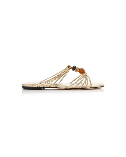 Jimmy Choo Metallic Lova Beaded Leather Sandals