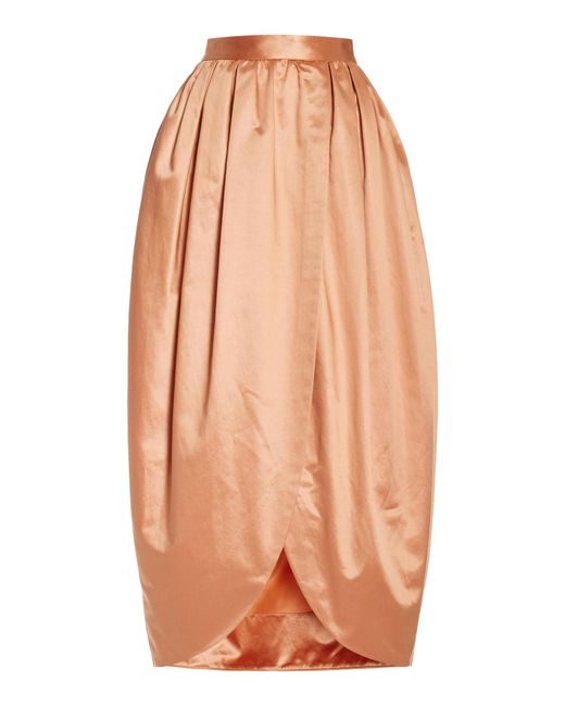 Ulla Johnson Orange Maxine Cotton-blend Satin Midi Skirt