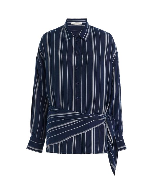 FAVORITE DAUGHTER Blue The Positano Striped Crepe Shirt
