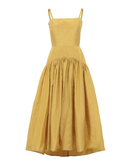 Martin Grant Yellow Gathered Drop-waist Silk Midi Dress