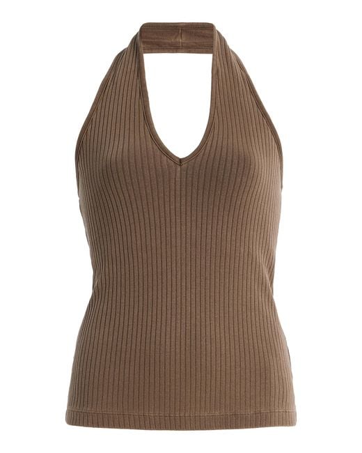 Citizens of Humanity Brown Thea Ribbed Halter Top