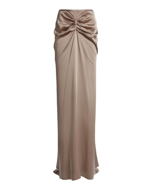 Victoria Beckham Natural Isabella Ruched Maxi Skirt