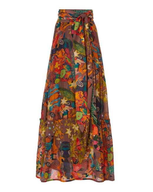 Chufy Multicolor Khuyana Wrap-effect Cotton-silk Maxi Skirt
