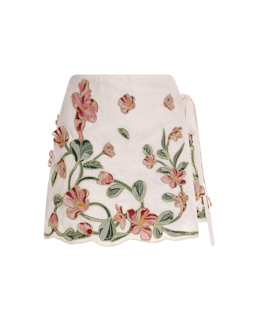 Agua Bendita White Luna Castillo Linen Shorts