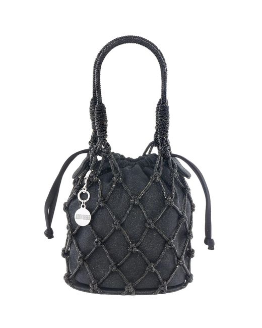 Judith Leiber Black Sparkle Net Satin Pouch