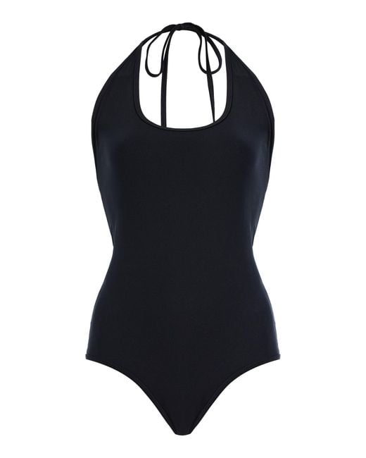 Totême Black Scoop Halterneck One-Piece Swimsuit