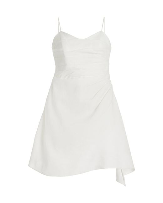 Aje. White Clarice Draped Linen-blend Mini Dress