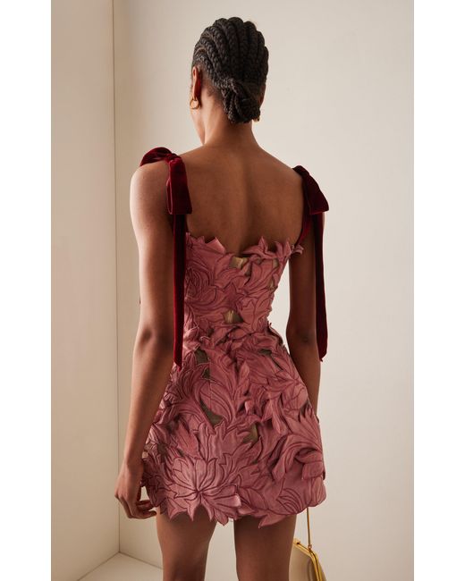 oscar de la renta pink lace dress Orchid guipure wool-blend midi dress in pink - Oscar De La Renta