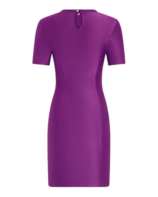 Rabanne Purple Gathered Jersey Mini Dress