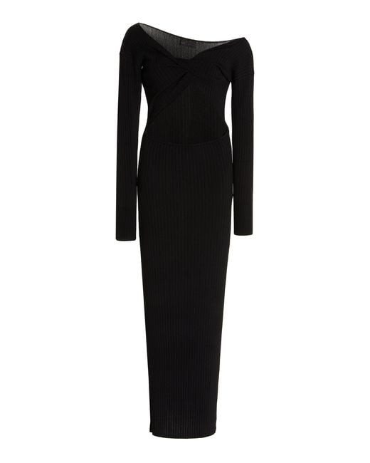 Sir. The Label Black Kelvin Cutout Ribbed-knit Off-the-shoulder Maxi Dress