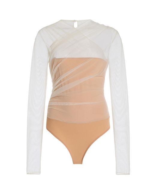 Nensi Dojaka White Tulle-Layered Bodysuit